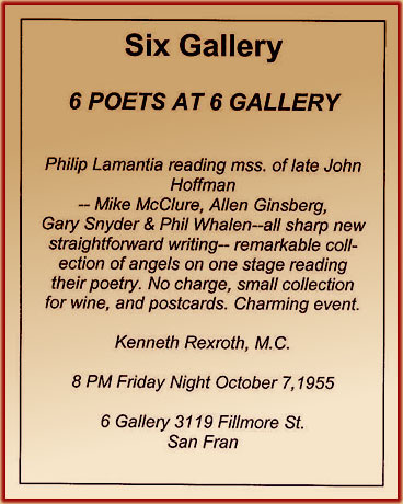 Sixty Years After the Six Gallery Reading